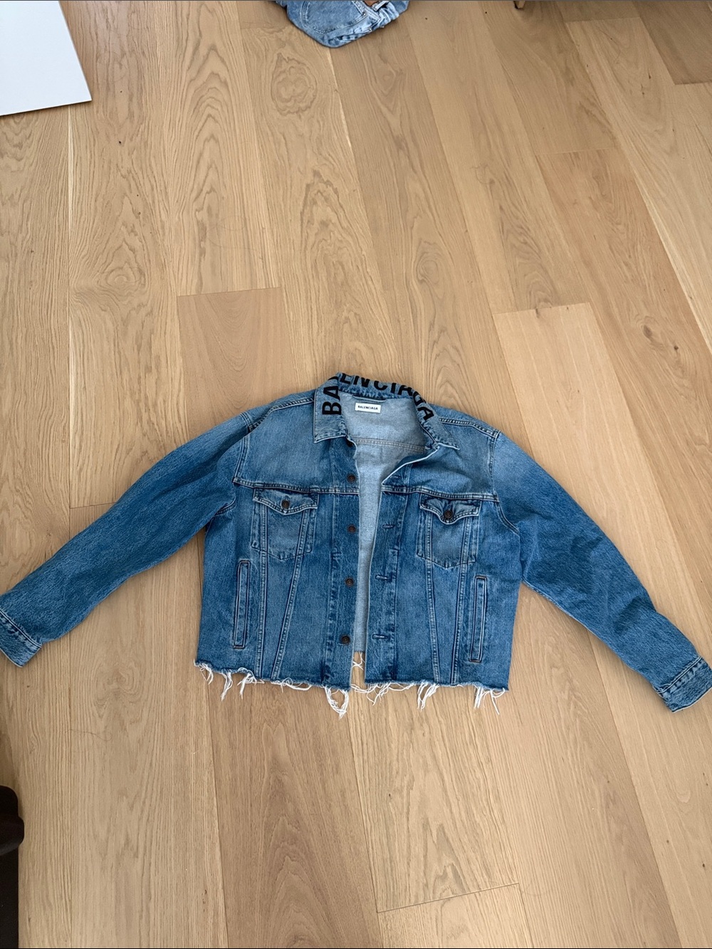 Balenciaga Blue Distressed Denim Jacket
